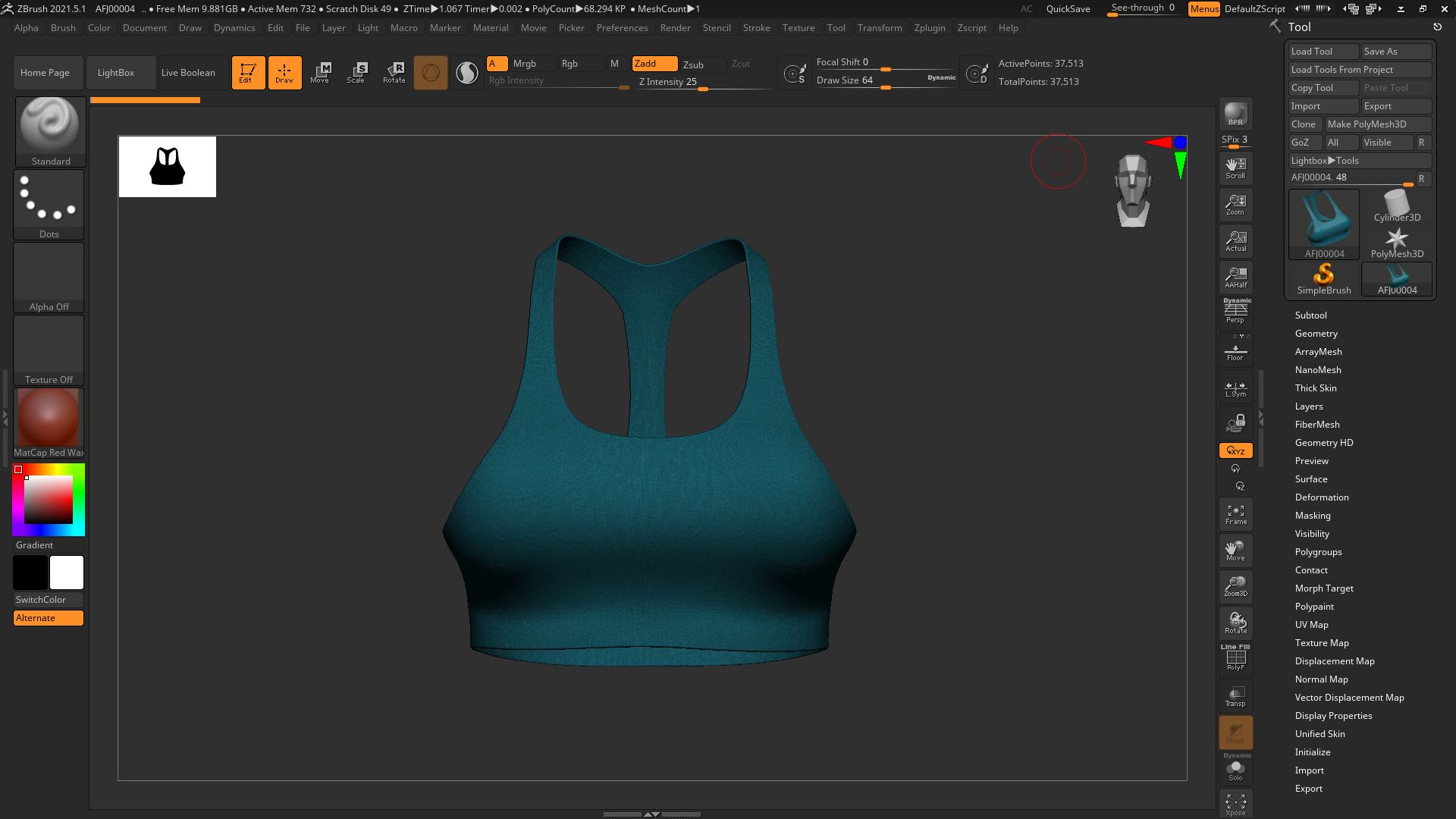 how to make a sports bra with zbrush